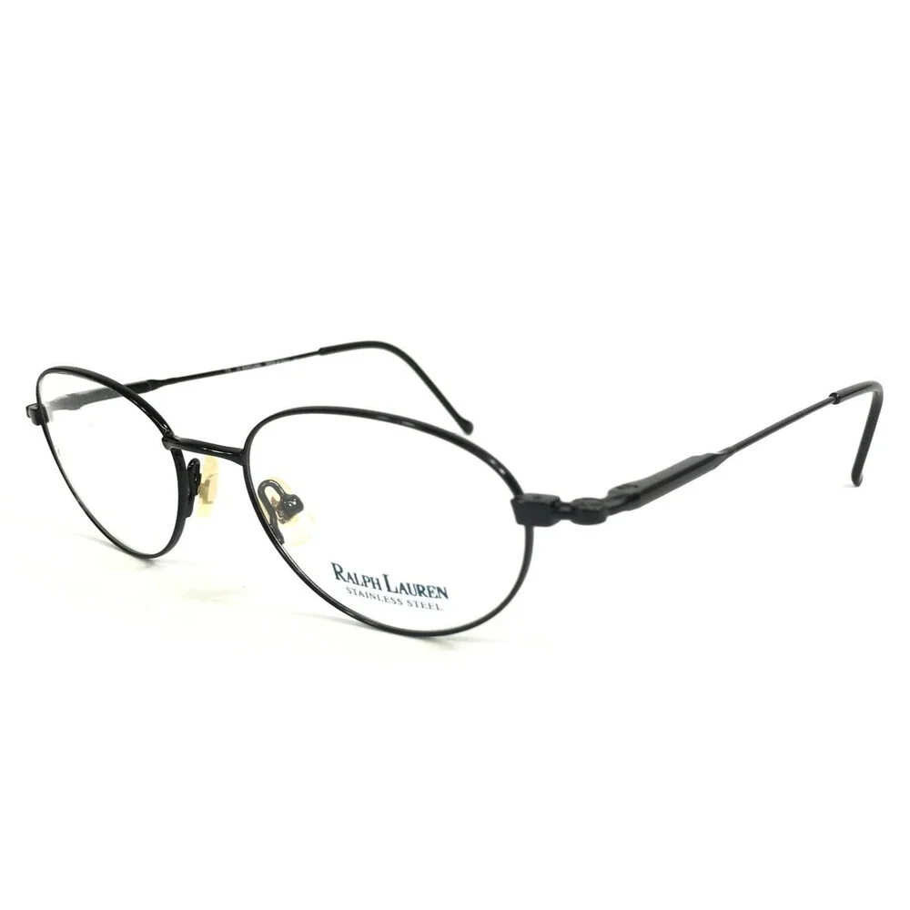Vintage Ralph Lauren Eyeglasses Frames RL608 006 Shiny Black Oval 50-17-135